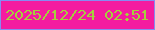 文字の大きさ：4、枠の色：878af1、背景の色：f41ba0、文字の色：a4d03d 無料ブログパーツのブログ時計