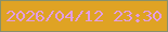 文字の大きさ：1、枠の色：87906b、背景の色：dfa324、文字の色：e39de3 無料ブログパーツのブログ時計