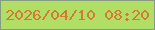 文字の大きさ：4、枠の色：879c7f、背景の色：b1df66、文字の色：d37c31 無料ブログパーツのブログ時計