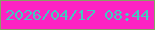 文字の大きさ：4、枠の色：87a264、背景の色：fc23c3、文字の色：42cac0 無料ブログパーツのブログ時計