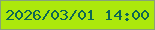 文字の大きさ：1、枠の色：87a377、背景の色：ace80c、文字の色：0d6754 無料ブログパーツのブログ時計