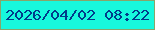 文字の大きさ：4、枠の色：87a56a、背景の色：17f8dd、文字の色：013b8a 無料ブログパーツのブログ時計