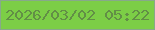 文字の大きさ：4、枠の色：87a98a、背景の色：7cce46、文字の色：628f46 無料ブログパーツのブログ時計