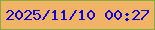 文字の大きさ：5、枠の色：87ac3b、背景の色：f1b466、文字の色：0e01d9 無料ブログパーツのブログ時計
