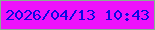 文字の大きさ：5、枠の色：87b091、背景の色：ed12fb、文字の色：0b09e4 無料ブログパーツのブログ時計