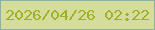 文字の大きさ：5、枠の色：87b4a3、背景の色：d5dc9c、文字の色：9ab426 無料ブログパーツのブログ時計