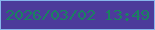 文字の大きさ：1、枠の色：87b6ec、背景の色：4c3b9b、文字の色：1a8160 無料ブログパーツのブログ時計