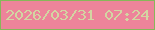 文字の大きさ：5、枠の色：87b759、背景の色：ed849a、文字の色：d3d5a2 無料ブログパーツのブログ時計