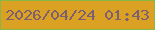 文字の大きさ：5、枠の色：87b846、背景の色：dba123、文字の色：7c5f70 無料ブログパーツのブログ時計