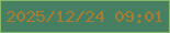 文字の大きさ：1、枠の色：87b96b、背景の色：467f61、文字の色：a87c32 無料ブログパーツのブログ時計