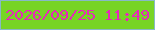 文字の大きさ：2、枠の色：87b9c7、背景の色：77d425、文字の色：e728b9 無料ブログパーツのブログ時計