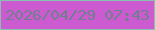文字の大きさ：2、枠の色：87c0ad、背景の色：cc5bd2、文字の色：707e8d 無料ブログパーツのブログ時計