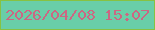 文字の大きさ：2、枠の色：87c242、背景の色：69cea8、文字の色：cb6783 無料ブログパーツのブログ時計