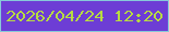 文字の大きさ：3、枠の色：87c9d9、背景の色：6d3dd5、文字の色：b7db42 無料ブログパーツのブログ時計