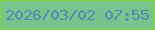 文字の大きさ：3、枠の色：87d537、背景の色：75c68d、文字の色：5588b2 無料ブログパーツのブログ時計