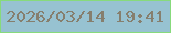 文字の大きさ：1、枠の色：87da7c、背景の色：97c2d1、文字の色：867f6e 無料ブログパーツのブログ時計