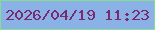 文字の大きさ：4、枠の色：87dc92、背景の色：8ab2e7、文字の色：792b6f 無料ブログパーツのブログ時計