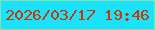 文字の大きさ：4、枠の色：87e0a5、背景の色：19e2fa、文字の色：cd3501 無料ブログパーツのブログ時計