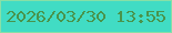 文字の大きさ：4、枠の色：87e0a7、背景の色：41dcc4、文字の色：49944c 無料ブログパーツのブログ時計
