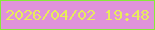 文字の大きさ：2、枠の色：87ea39、背景の色：e093da、文字の色：e8ec5b 無料ブログパーツのブログ時計