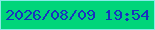 文字の大きさ：2、枠の色：87ebe7、背景の色：00d57a、文字の色：1832bf 無料ブログパーツのブログ時計