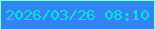 文字の大きさ：1、枠の色：87faee、背景の色：3085f3、文字の色：09e3db 無料ブログパーツのブログ時計