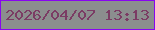 文字の大きさ：1、枠の色：8805f0、背景の色：8b8e8e、文字の色：7b3c64 無料ブログパーツのブログ時計