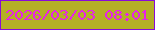 文字の大きさ：5、枠の色：880bd8、背景の色：b4b026、文字の色：e722e9 無料ブログパーツのブログ時計