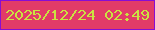 文字の大きさ：1、枠の色：880dd4、背景の色：e23b68、文字の色：cae341 無料ブログパーツのブログ時計
