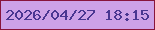 文字の大きさ：5、枠の色：88143b、背景の色：cda1e7、文字の色：4a3691 無料ブログパーツのブログ時計
