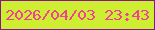 文字の大きさ：3、枠の色：881490、背景の色：ceee32、文字の色：f23f97 無料ブログパーツのブログ時計