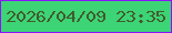 文字の大きさ：5、枠の色：8814fd、背景の色：3dd475、文字の色：405c2e 無料ブログパーツのブログ時計
