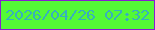文字の大きさ：3、枠の色：881dd1、背景の色：54f936、文字の色：37b0bc 無料ブログパーツのブログ時計