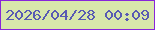 文字の大きさ：5、枠の色：8825da、背景の色：d8e7ab、文字の色：585ab3 無料ブログパーツのブログ時計