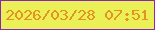 文字の大きさ：5、枠の色：8826b5、背景の色：ecf057、文字の色：e29323 無料ブログパーツのブログ時計