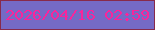 文字の大きさ：5、枠の色：882a4a、背景の色：756ac5、文字の色：fa249b 無料ブログパーツのブログ時計