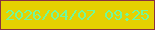 文字の大きさ：2、枠の色：883141、背景の色：e5d101、文字の色：71f89b 無料ブログパーツのブログ時計