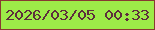 文字の大きさ：2、枠の色：883931、背景の色：9deb48、文字の色：5d2e3c 無料ブログパーツのブログ時計