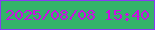 文字の大きさ：5、枠の色：883af4、背景の色：34b36a、文字の色：cc0de4 無料ブログパーツのブログ時計