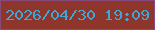文字の大きさ：4、枠の色：88497c、背景の色：8f362c、文字の色：3fa6d5 無料ブログパーツのブログ時計