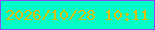 文字の大きさ：5、枠の色：884efe、背景の色：00fdc6、文字の色：dbc305 無料ブログパーツのブログ時計