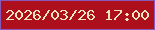 文字の大きさ：5、枠の色：8859b8、背景の色：ad101c、文字の色：eee6b8 無料ブログパーツのブログ時計