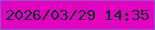 文字の大きさ：5、枠の色：8859bf、背景の色：e302c0、文字の色：043120 無料ブログパーツのブログ時計