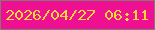 文字の大きさ：5、枠の色：887677、背景の色：ee0f93、文字の色：fed835 無料ブログパーツのブログ時計