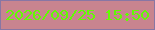 文字の大きさ：2、枠の色：8876a4、背景の色：c8848f、文字の色：61fc02 無料ブログパーツのブログ時計