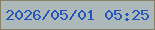 文字の大きさ：4、枠の色：887f66、背景の色：adb8b9、文字の色：2355bc 無料ブログパーツのブログ時計