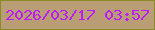 文字の大きさ：1、枠の色：888b28、背景の色：b89d75、文字の色：bc1af9 無料ブログパーツのブログ時計