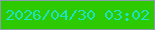 文字の大きさ：3、枠の色：889fab、背景の色：2dca01、文字の色：20e1bf 無料ブログパーツのブログ時計