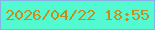 文字の大きさ：4、枠の色：88b1e5、背景の色：53fad1、文字の色：c58d20 無料ブログパーツのブログ時計