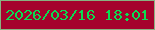 文字の大きさ：1、枠の色：88b281、背景の色：a5022d、文字の色：09dd52 無料ブログパーツのブログ時計